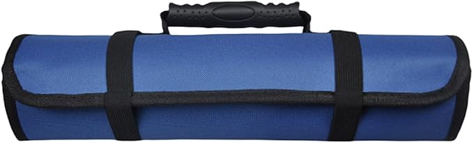 23 Pocket Car Tool Bag Roll Up Organizer - Portable Wrench Organizer & Tools Storage Bag with Zipper Pouch - Roll Up Tool Pouch with Easy-Grab Handle for Men Dad Boyfriend Mechanic (Blue)