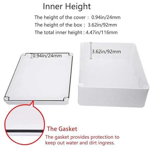 Junction Box, Zulkit Project Box with Reserved Holes IP65 Waterproof Dustproof Electrical Box ABS Plastic Project Enclosure White 11.8 x 9.8 x 4.7 Inch