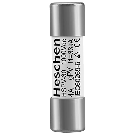 Heschen Solar DC1000V PV Fuse, Photovoltaic Fuses, gPV Type Fuse Link, HSPV-30, 10 * 38mm, 4A 1000VDC, I1 33kA, for Solar PV System Protection, 10PCS