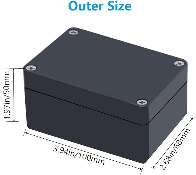 Project Box ABS Black Electrical Boxes IP67 Outdoor Waterproof Box Electronic Junction Box Power Enclosure with Cable Glands for DIY Project 3.9 x 2.7 x 2 inch (100x68x50mm)