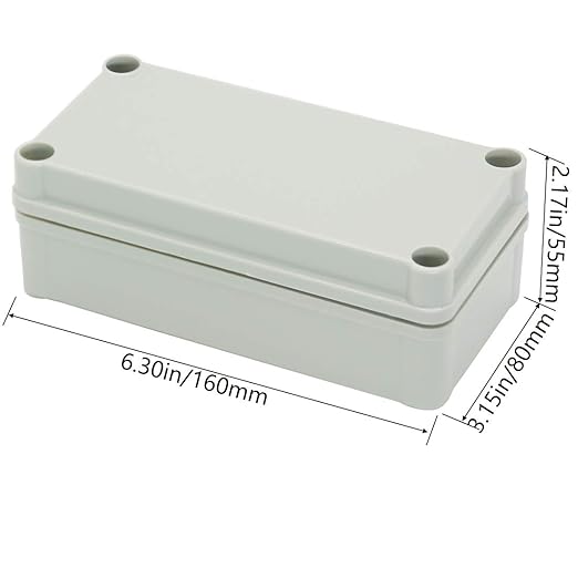 Zulkit Junction Box ABS Plastic Dustproof Waterproof IP67 Junction Boxes Universal Electrical Project Enclosure DIY Electronic Project Box Grey 6.30 x 3.15 x 2.17 inch (160 x 80 x 55 mm)