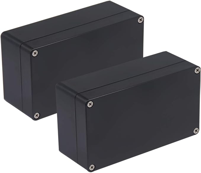 2 Pack Project Box IP65 Waterproof Junction Box ABS Plastic Black Electrical Boxes DIY Electronic Project Case Power Enclosure 6.22"x3.54"x2.36"(158x90x60mm)