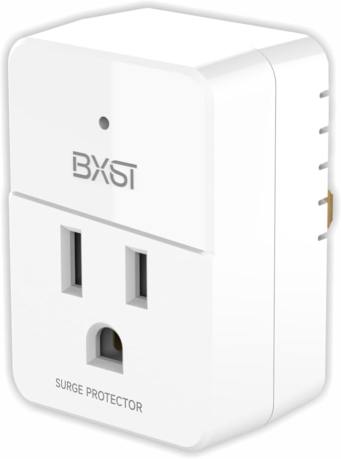 BXST Single Outlet Surge Protector, Small Surge Protector for Refrigerators, PC, TV and Home Appliances, Flat Plug Wall Mount Power Suppressor with LED Indicators, 15A, 1800W, 120V, 1 Pack