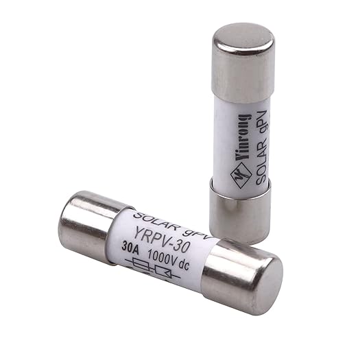 2 Pcs 10x38mm 1000V DC fusible Solar PV Photovoltaic Fuse 30A in line Fuse 30A CE UL:1000V DC In20A/40.3kA