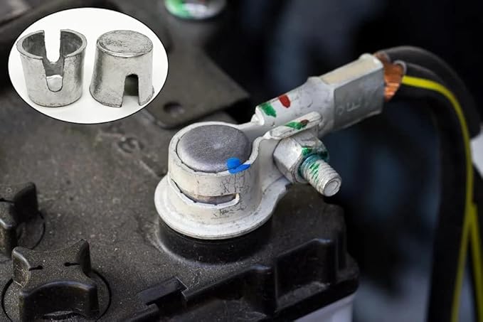 8 Pieces Battery Post Shims Caps Adapter Terminal Cable End Repair Kits for Positive or Negative Posts, Car Battery Terminal Post Connectors Battery Cover Anode Cathode Sleeves Repair Shims Tools