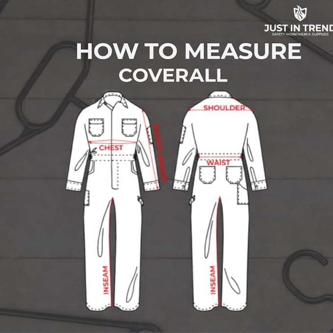 Just In Trend Classic Safety Work Coverall - Long Sleeve - 100% Cotton - 7 oz