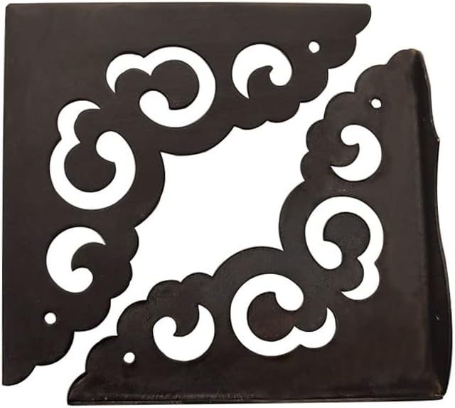 Corner Protector Edge 4 Pcs Antique Metal Decorative Box Corner Metal Bumpers for Cabinet Chest Desks Jewelry Box Door Drawer Tables Edge Guard Furniture Hardware Accessories (Ancient Black)
