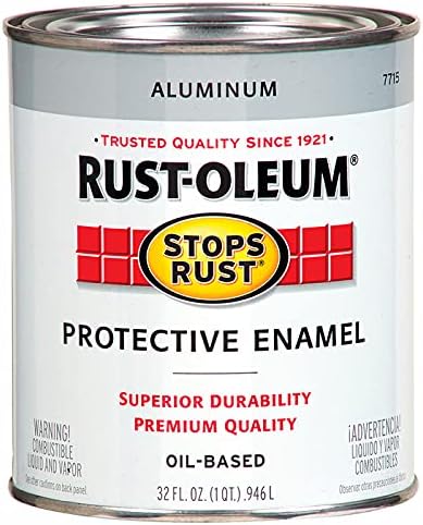 Rust-Oleum 7715502-2PK Stops Rust Brush On Paint, Quart, Metallic Aluminum, (Pack of 2)