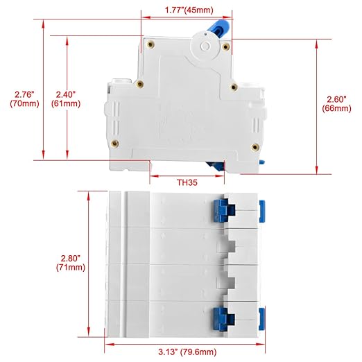 Heschen DC Miniature Circuit Breaker, HSB6C-DC, 4 Poles, DC1000V 6A, Photovoltaic Circuit Breaker, for Solar PV System Solar Panels Grid System, 35mm DIN Rail Mounting