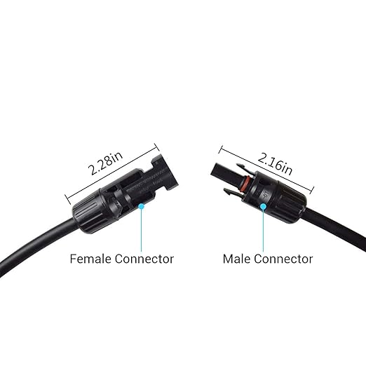 Renogy Solar Panel Extension Cable with Female and Male Connector Waterproof Wire Adaptor, 1.5Ft 12AWG, 1 Piece, Black