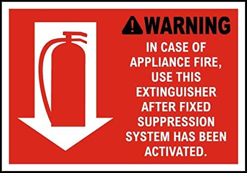 Vinyl Stickers - Bundle - Safety and Warning & Warehouse Signs Stickers - Warning in Case of Appliance Fire Sign - 3 Pack (3.5" x 5")