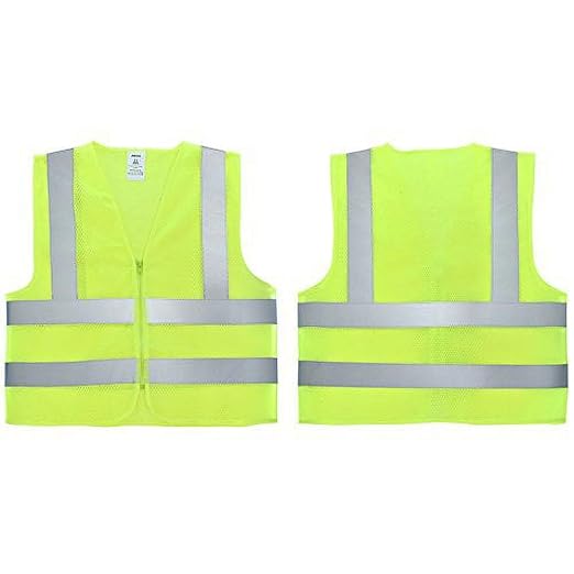 Neiko High Visibility Safety Vest ANSI Class 2, No Pocket, Neon Yellow, Large (L)