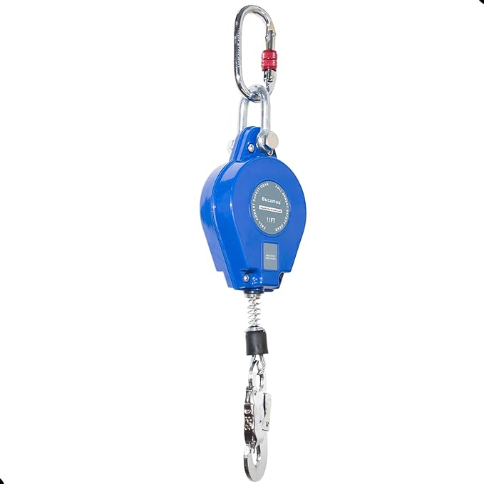 11FT Self Retracting Lifeline, Fall Protection Steel Wire SRL, Aluminum Housing Safety Retractable Lanyard, PPE Roofing Gear