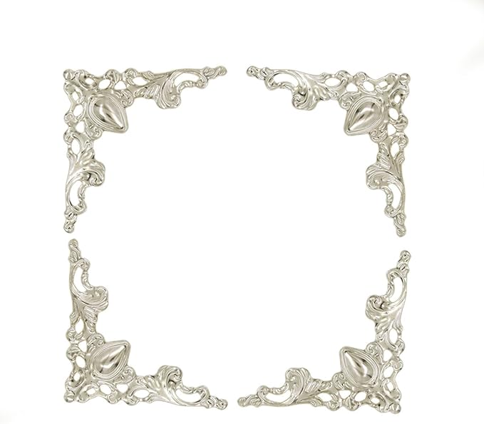 50 Pcs Corner Protector Guard Edge Cover, Book Scrapbooking Corner Protector Corner Decorative Protector Cover for Desk Case Box (Silver)