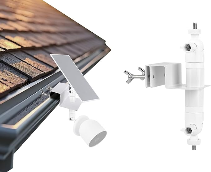 2-in-1 Gutter Mount for Google Nest Cam (Battery) and Solar Panel, Waterproof, Sturdy & Easy to Install (Camera & Solar Not Supplied)