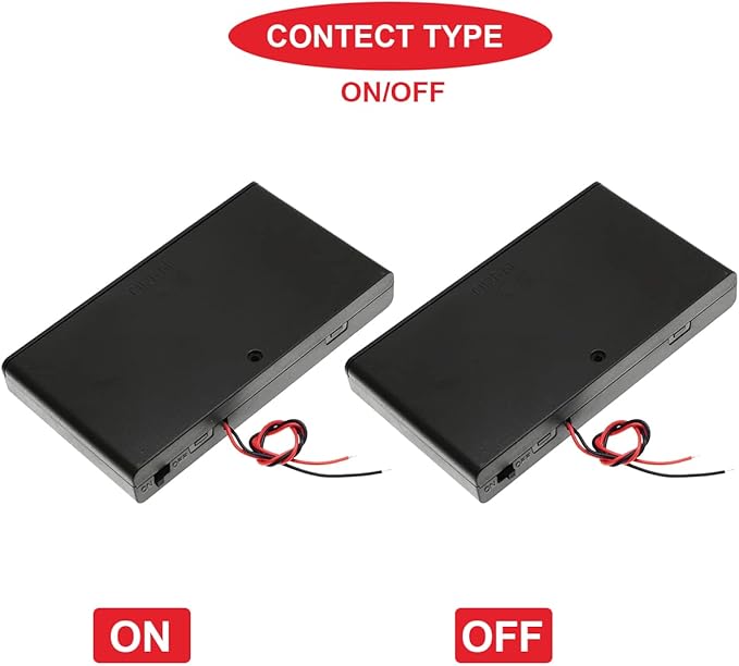 3Pcs 8 AA 12V Thicken Battery Holder Base Box Black Battery Case Holder with ON/Off Switch,Wire,Cover and Mounting Screws,for DIY and dc Equipment