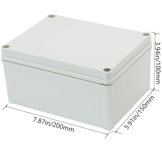 Zulkit Junction Box ABS Plastic Dustproof Waterproof IP67 Junction Boxes Universal Electrical Project Enclosure DIY Electronic Project Box Grey 7.87 x 5.91 x 3.94 inch (200 x 150 x 100 mm)