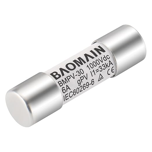Baomain 10-Pack gPV Solar PV Fuse 6A 1000V DC, 10x38mm, 33kA Breaking Capacity, CE Listed for Photovoltaic Systems, Combiner Boxes (6 Amp.)