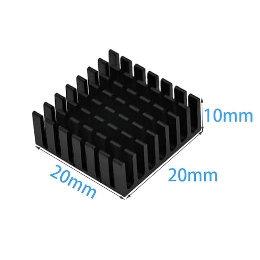 10PCS Black Aluminum Heat Sink with Thermal Conductive Adhesive Tape, 20×20×10mm Heatsink Cooler for Cooling VRM GPU Stepper Driver 3D Printer Stepper Motor Raspberry Pi