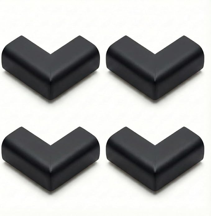 4 pcs Baby Furniture Corner Safety Bumper Security Table Desk Corner Edge U Type Protector Guard Cushion Softener (Black)