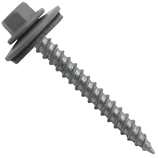 Metal Roofing Screws: (250) 12 x 2 Slate Hex Sheet Metal Roof Screw. Sharp Point Metal to Wood siding Screws. 5/8" EPDM Washer