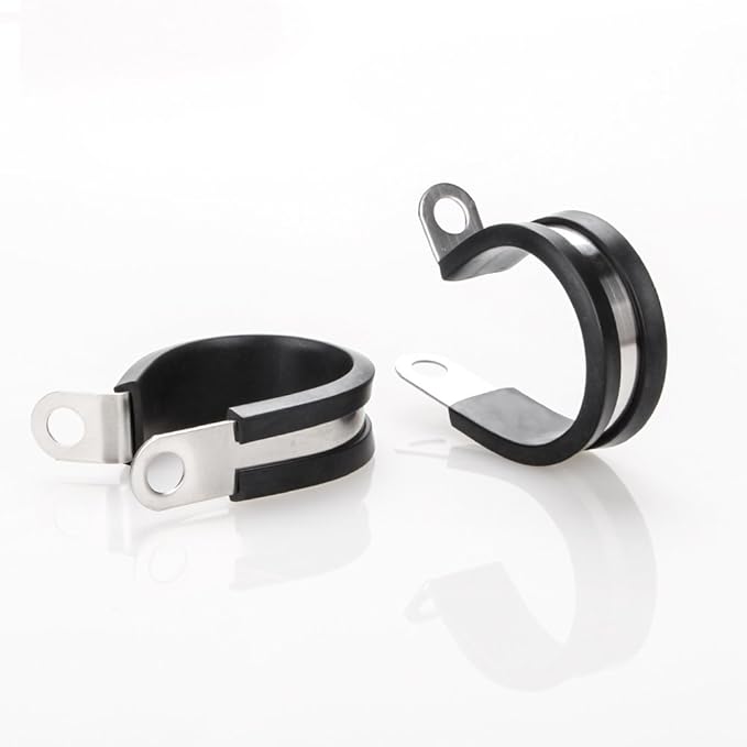 LOKMAN 12 Pack 1.5 Inch Stainless Steel Cable Clamp, Rubber Cushioned Insulated Clamp, Conduit Wire Holder Strap Clips for Tube, Pipe, Cord Installation