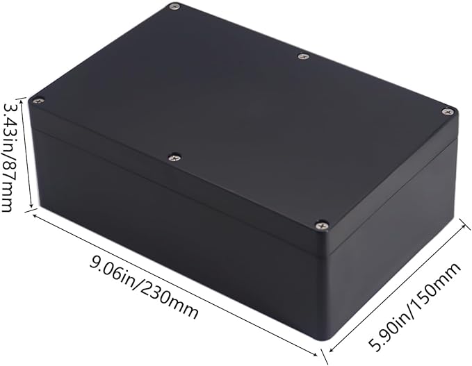 Project Box ABS Black Electrical Boxes IP65 Outdoor Waterproof Box Electronic Junction Box Power Enclosure with Cable Glands for DIY Project 9.06 x 5.91 x 3.35 inch (230x150x87mm)
