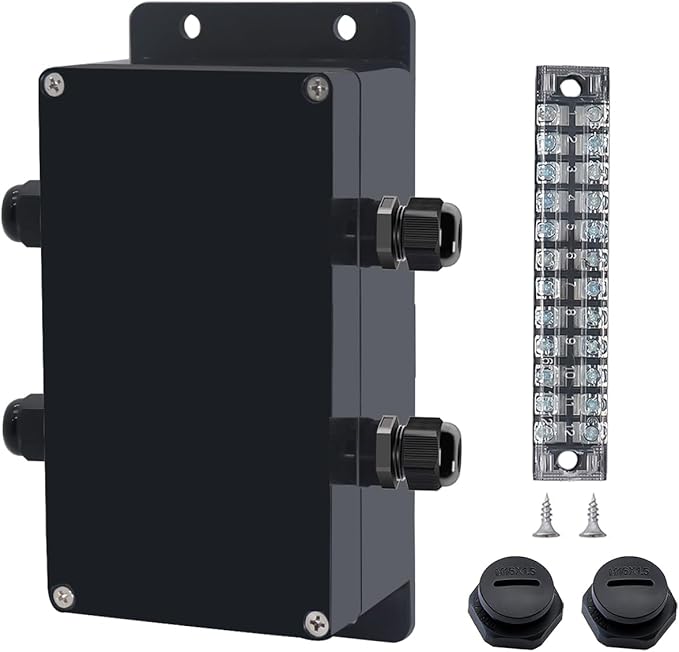 Project BoxI P67 Outdoor Waterproof Box Electronic Junction Box with 15A 600V 12P Barrier Terminal 2IN/2Out Electrical Boxes 6.2x3.5x2.4inch