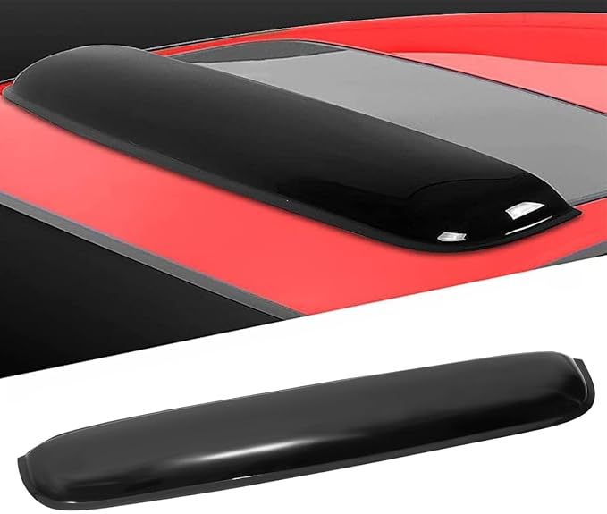 38inch Universal Shatterproof Sun Rain Guard Rainroof Wind Deflector,Tape-On Dark Smoke Tint Auto Moonroof Window Visor Fit Sunroof Which Is Not Wider Than 36.8",Rainy Windy Weather Protection RN98