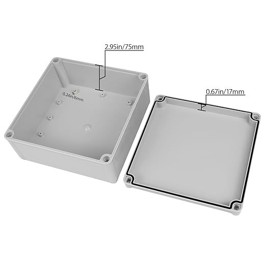 Junction Box，7.9"x 7.9"x 3.7" Outdoor Electrical Box with Mounting Plate, IP67 Dustproof Waterproof ABS Plastic Project Box, DIY Electrical Enclosure Gray (200x 200x 95 mm)