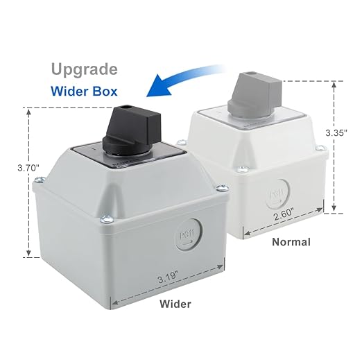Baomain Universal Rotary Changeover Switch SZW26-20/D202.2D-W with Wider Master Switch Exterior Box 660V 20A 3 Position 2 Phase (3.15"x3.15"x3.7")