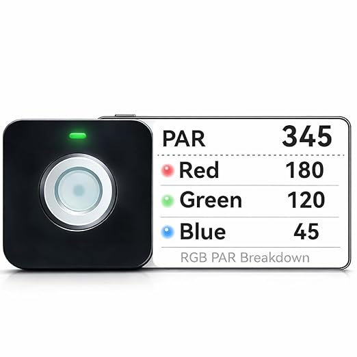 VBR-100 Quantum PAR Meter 6000umol/(㎡s), RGB PAR Breakdown, PPFD Distribution Mapping, Bluetooth Free App, Sensor Name(VBR-100 Plus), No Spectrum Selection