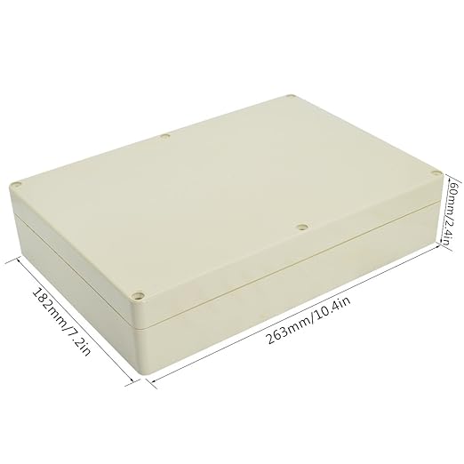 LeMotech Waterproof Dustproof IP65 ABS Plastic Junction Box Universal Electric Project Enclosure Pale Gray 10.4 x 7.2 x 2.4 inch (263 x 182 x 60 mm)