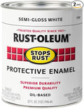 Rust-Oleum 7797502-2PK Stops Rust Brush On Paint, Quart, Semi-Gloss White, (Pack of 2)