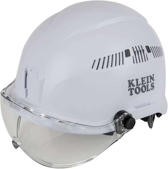 Klein Tools VISORCLR Clear Visor for Hard Hat and Safety Helmet, Low Profile, Impact Rated, Anti Fog, Scratch Resistant, Flip-Up, UV Protection