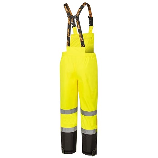 Pioneer Hi Vis Ripstop Waterproof Bib Pants/Overalls for Men - Reflective Safety Work Rain Pants - High Visibility Yellow