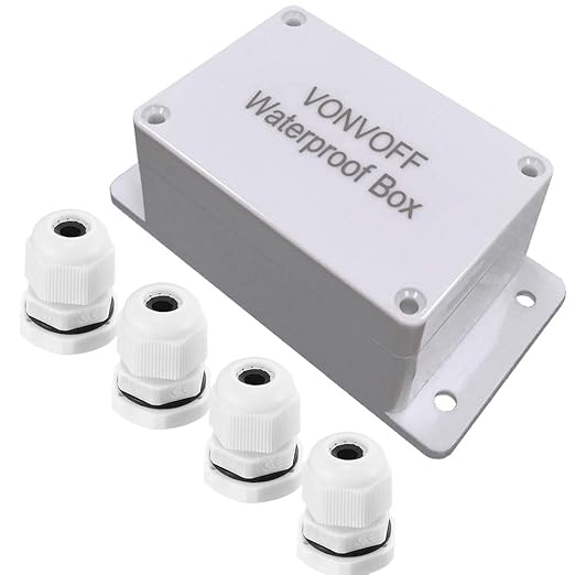 Electrical Box, Universal Junction Box,Dustproof Waterproof IP65 ABS Plastic Box,Enclosure with Fixed Hole and 4pcs x M16 Cable Gland,3.94 x 2.68 x 1.97 inch (100 x 68 x 50 mm)(White)