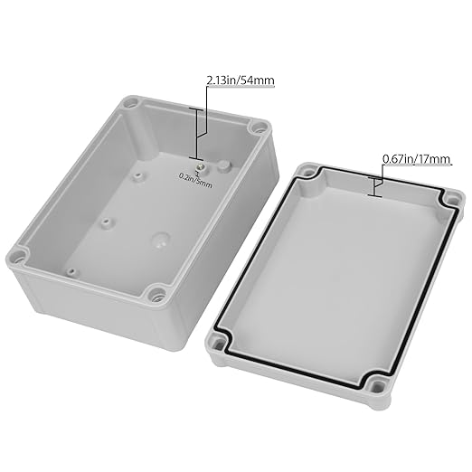 Junction Box, 6.9"x 4.9"x 3"(2 Pack) Outdoor Electrical Box with Mounting Plate, IP67 Dustproof Waterproof ABS Plastic Project Box, DIY Electrical Enclosure Gray (175x 125x 75 mm)