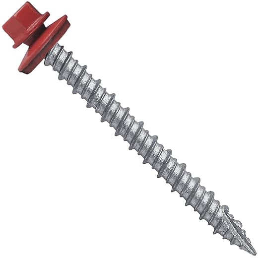 Metal ROOFING SCREWS: (250) 10 x 2" Crimson Red Hex Head Sheet Metal Roof Screw. Self starting metal to wood siding screws. EPDM washer. Colored head