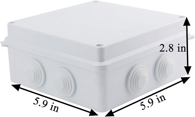 Sunnyglade IP65 ABS Plastic Waterproof Dustproof Junction Box Universal Durable Electrical Project Enclosure (5.9"x5.9"x2.8")
