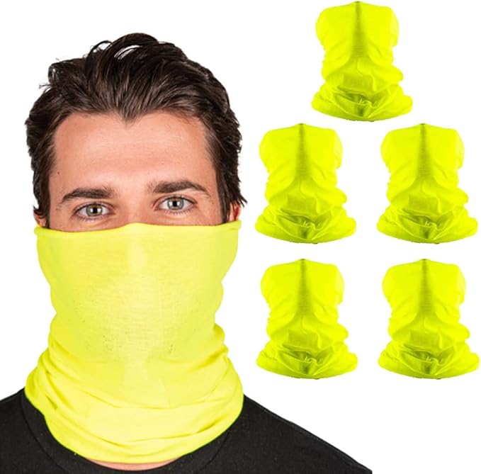 S A Company 5-Pack UV Face Shield | UV 30+ Multipurpose Neck Gaiter Balaclava for Adults | Multiple Color Packs