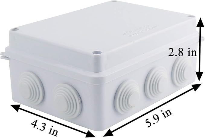 Sunnyglade ABS Plastic Electrical Junction Box IP65 Waterproof Universal Outlet Box Durable Outdoor Electrical Gang Box White （5.9 x 4.3 x 2.8 inch）