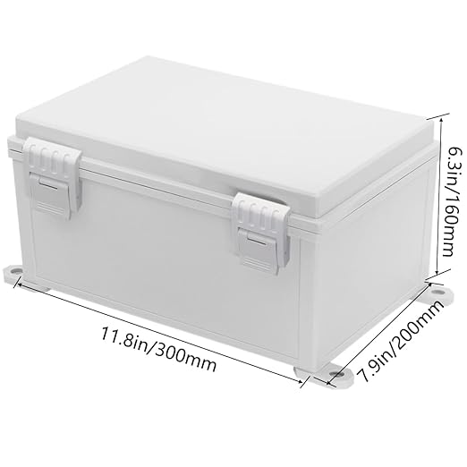 Zulkit Junction Box ABS Plastic Waterproof IP65 Electrical Boxes Hinged Shell Outdoor Universal Project Enclosure with Mounting Plate and Wall Brackets Grey 11.8x7.9x6.3 inch(300x200x160mm)