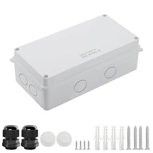 LeMotech Junction Box, Electrical Box IP65 Water Resistant Dustproof ABS Plastic Project Enclosure for Electronics White 7.9 x 3.9 x 2.8 inch