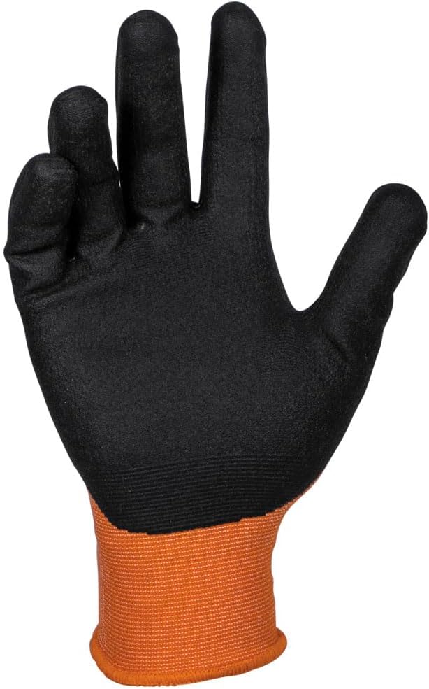 Klein Tools 60582 Work Gloves, Knit Dipped Cut Resistant ANSI A1 Nitrile Coated Gloves, Nylon-Spandex, Touchscreen Capable, X-Large, 2-Pair