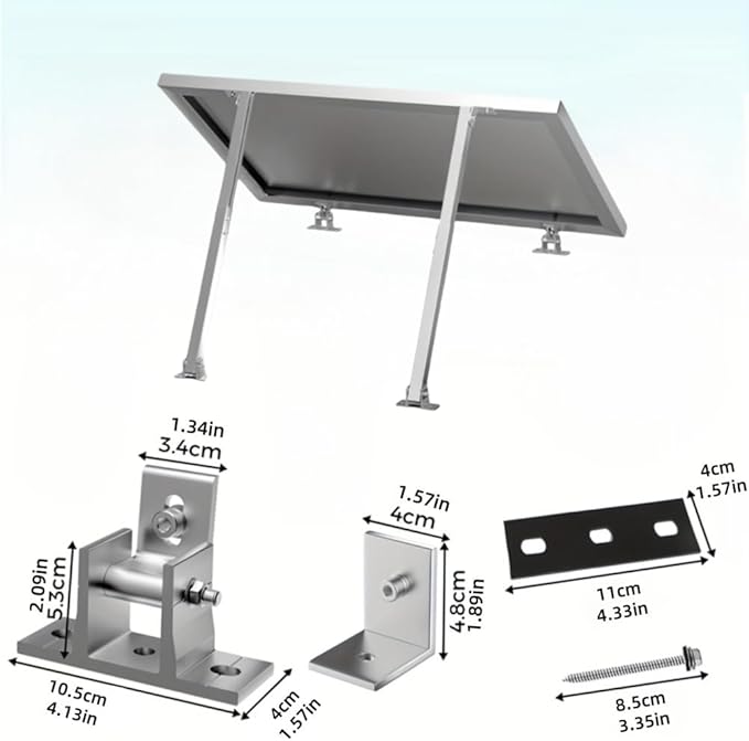 Adjustable Solar Panel Tilt Mount Brackets - Aluminum Alloy Support for 50-400W Panels | Flat Roof/RV/Boat Off-Grid Mounting (Silver, Mount Only)