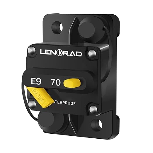 LENKRAD 70amp Marine Circuit Breaker Resettable 70A with Manual Reset Switch Button for Boat Trolling RV Yacht, 12V - 48V DC, Waterproof, Surface Mount(70 Amp Boat Circuit Breaker)