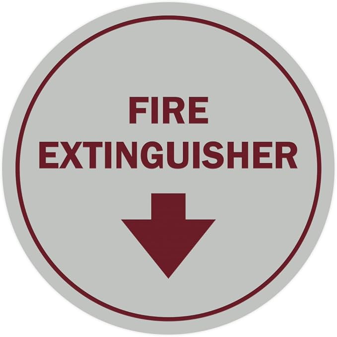 Signs ByLITA Circle Fire Extinguisher Sign (Light Grey/Burgundy) - Large