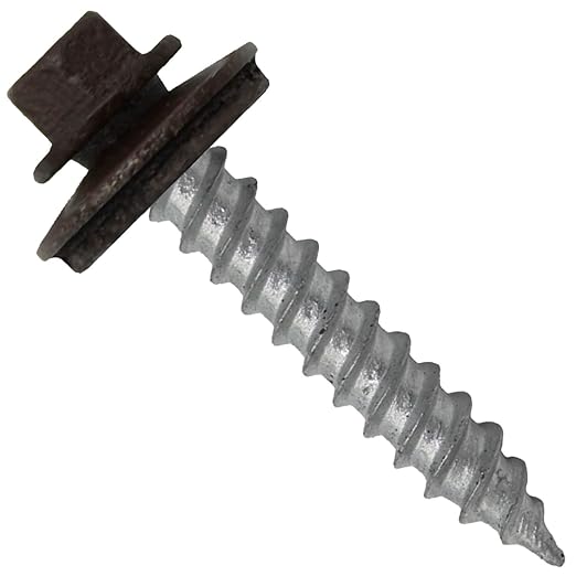 Metal Roofing Screw: (250) 12 x 1-1/2" Mansard Brown Hex Sheet Metal Roof Screw. Sharp Point Metal to Wood siding Screws. 5/8" EPDM Washer.
