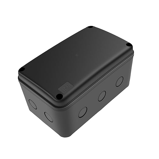 SuperInk Waterproof Electrical Junction Box Outdoor Black, IP66 Plastic Enclosure 7.1"x4.5"x4" (181x111x100mm), Weatherproof Project Box with M20 Cable Gland Entry, ABS Case for Garden, Workshop, DIY